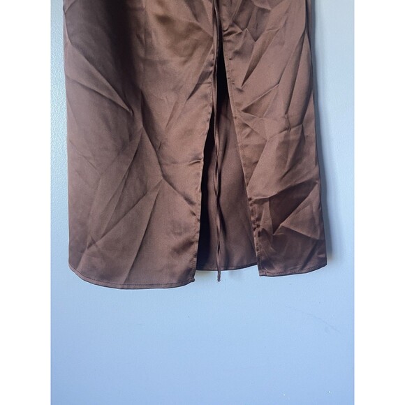 Forever 21 Satin Brown Cinch Style Skirt Y2k Vibes S - Picture 3 of 7